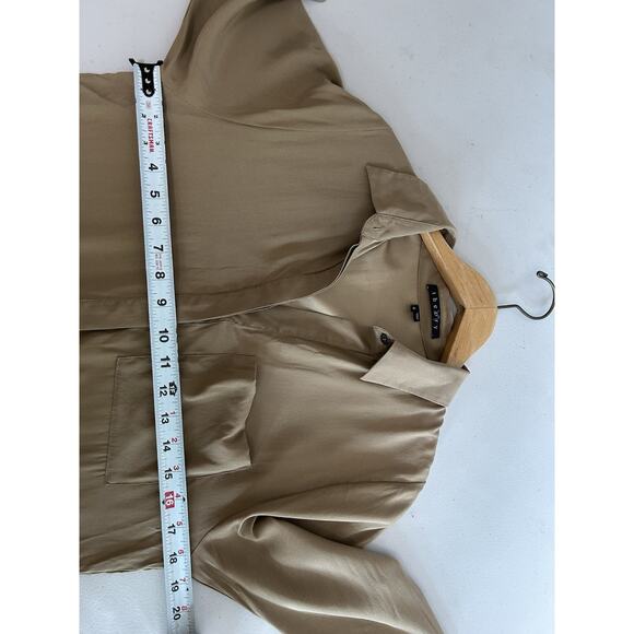 Theory Womens Silk Long Sleeves Button Down Mironda Bandit Romper Brown Size 4 - Picture 6 of 10